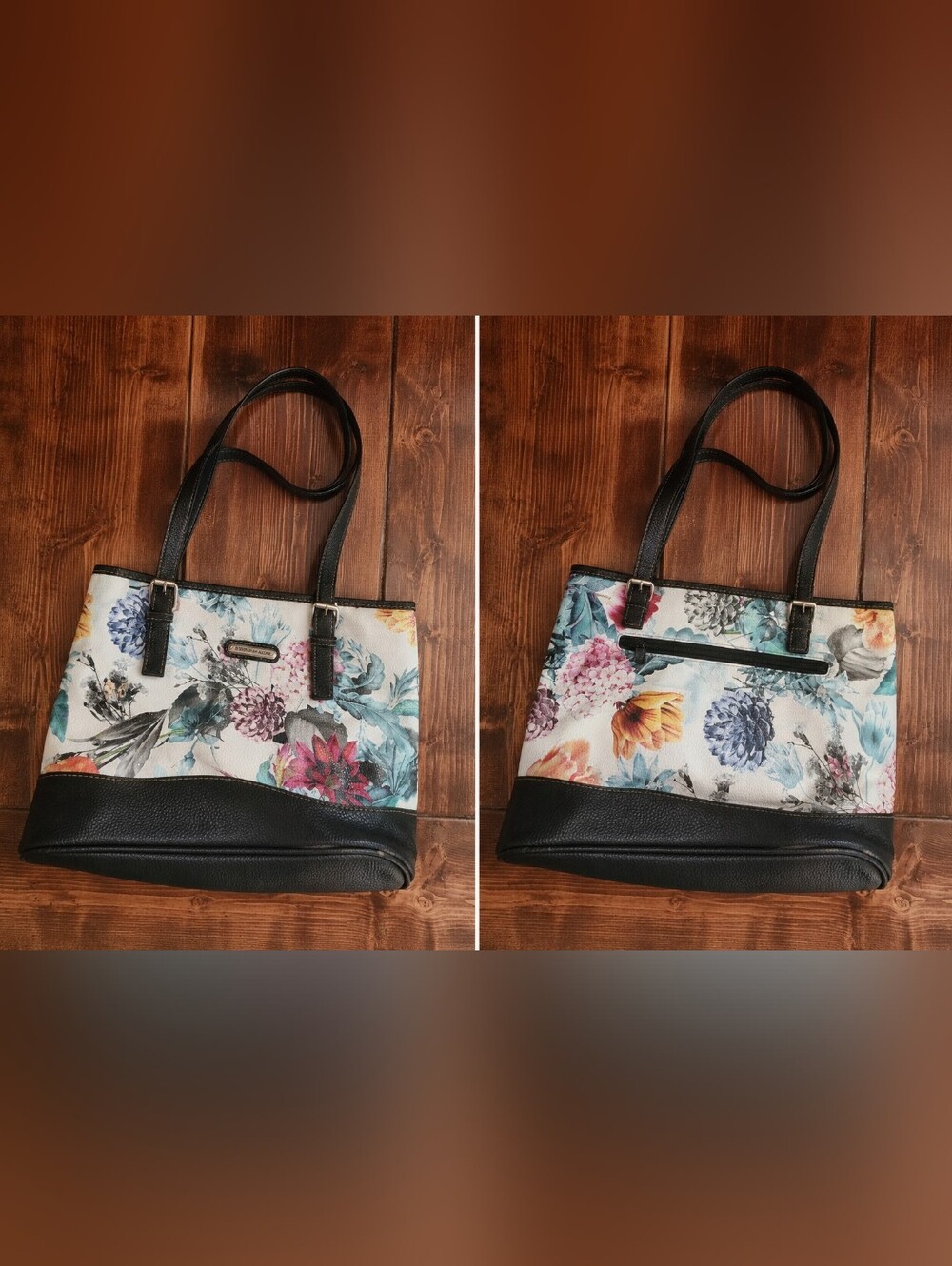 StonE Mountain Printed Floral Leather Tote